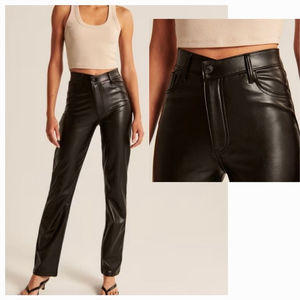 Abercrombie & Fitch Criss-cross Ultra High-rise 90s Straight Vegan Leather Pants